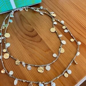 Stella & Dot gold and silver Setta Medallion necklace